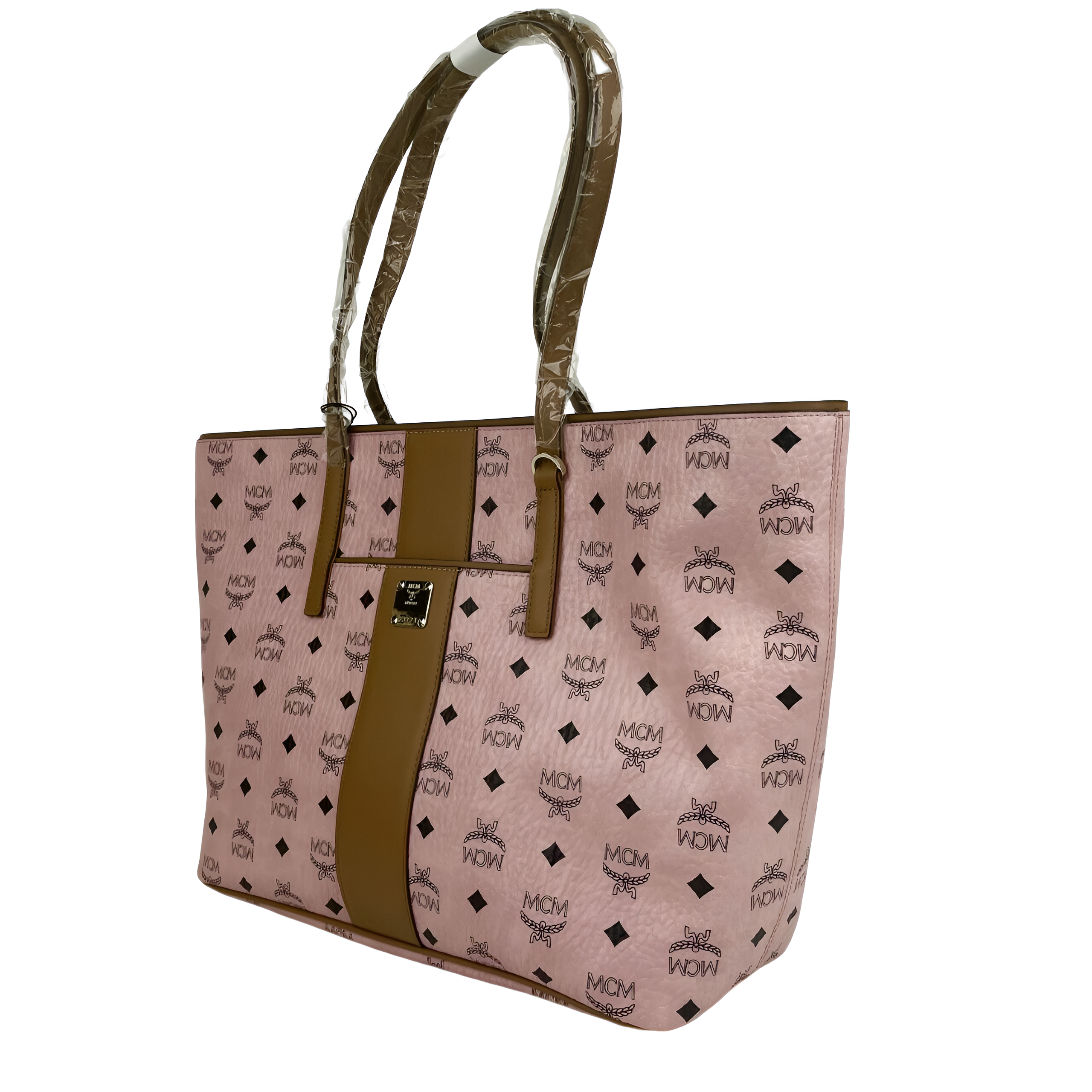 MCM Women's Anya Pink Monogram Visetos Canvas Medium Shopper Tote MWPBAFO01PZ001