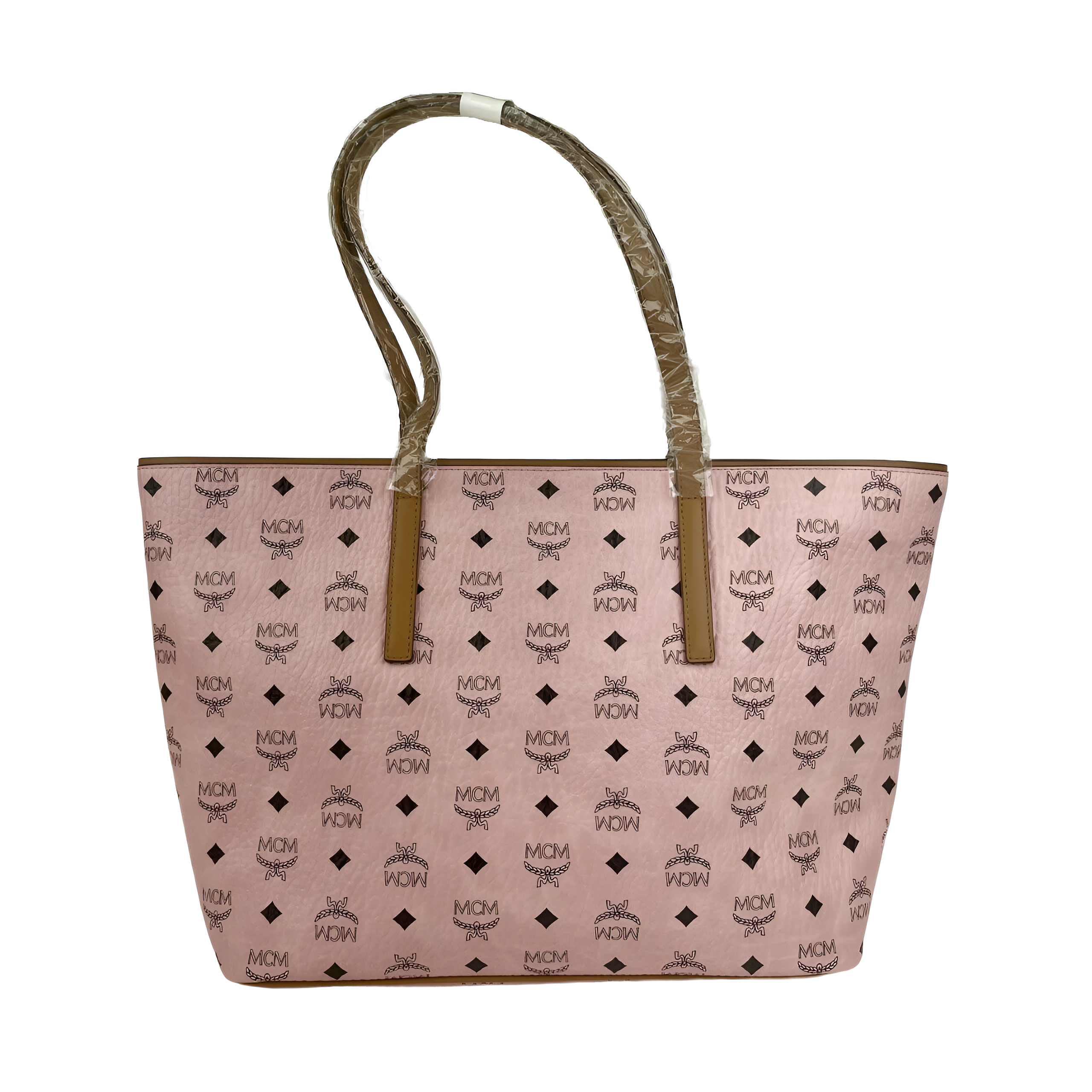 MCM Women's Anya Pink Monogram Visetos Canvas Medium Shopper Tote MWPBAFO01PZ001