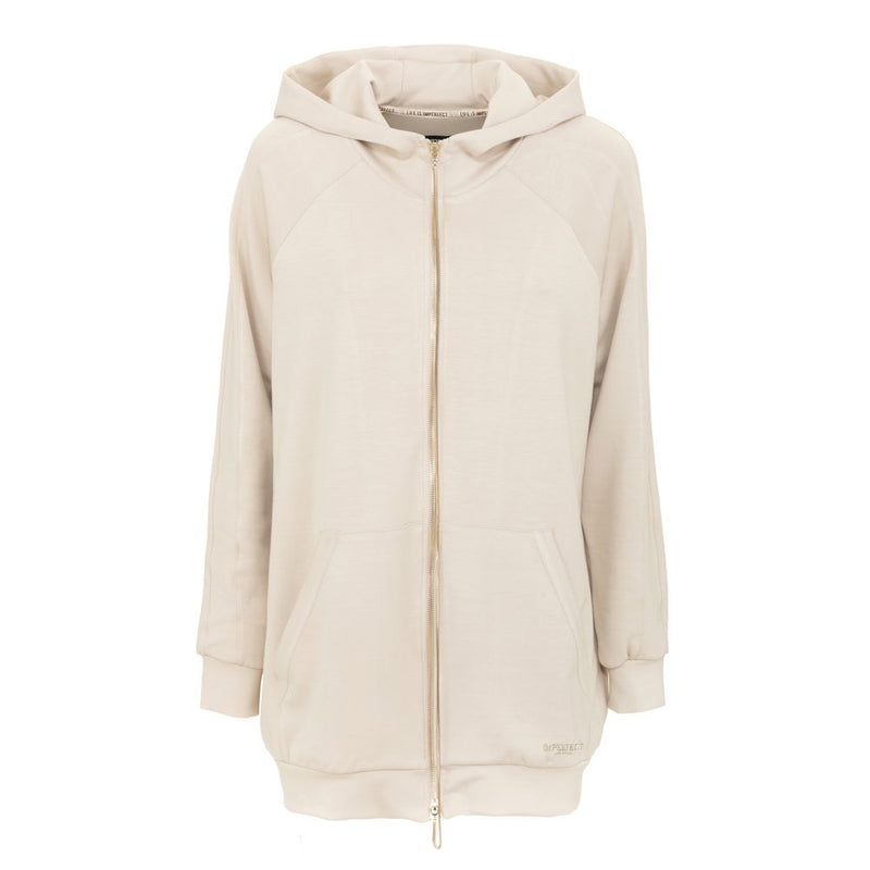 Imperfect Floral Back Print Beige Hoodie for Women's Women