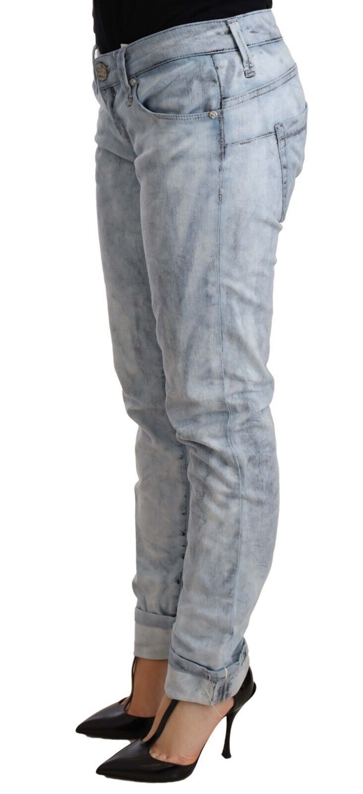 Blue Folded Hem Denim Jeans