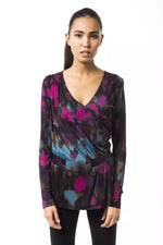 BYBLOS Multicolor V-Neck Long Sleeve Women's T-Shirt