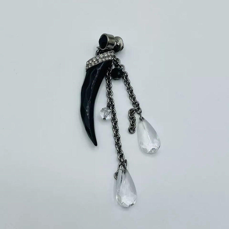 New Swarovski Chill Black Long Tooth Crystal Brooch Pin