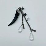 New Swarovski Chill Black Long Tooth Crystal Brooch Pin