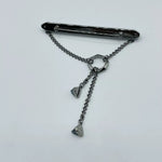 New Swarovski Duel Jet Jewel Encrusted Black Bar Brooch Pin