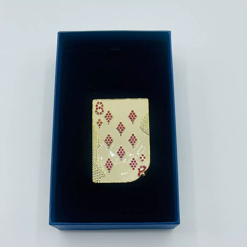 Swarovski Crystal Encrusted 8 of Diamonds Playing Card Brooch Pin