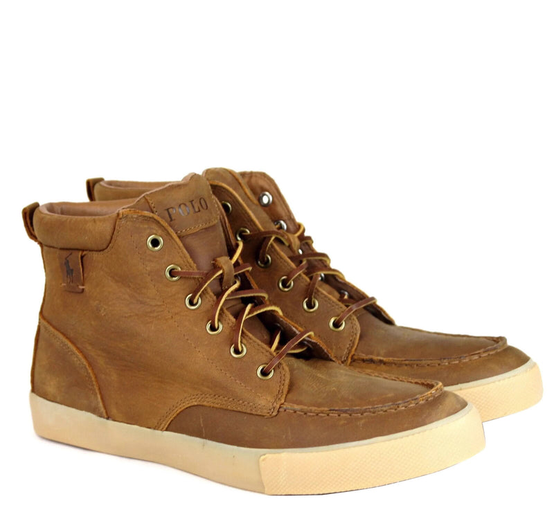 Polo Ralph Lauren Men's Tedd Leather High Top Sneaker With Logo