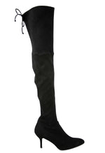 Stuart Weitzman Women's Black Suede Solid Tiemodel Over-The-Knee Boot