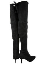 Stuart Weitzman Women's Black Suede Solid Tiemodel Over-The-Knee Boot