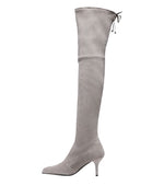 Stuart Weitzman Women's Solid Tiemodel Taupe Suede Over-The-Knee Boot