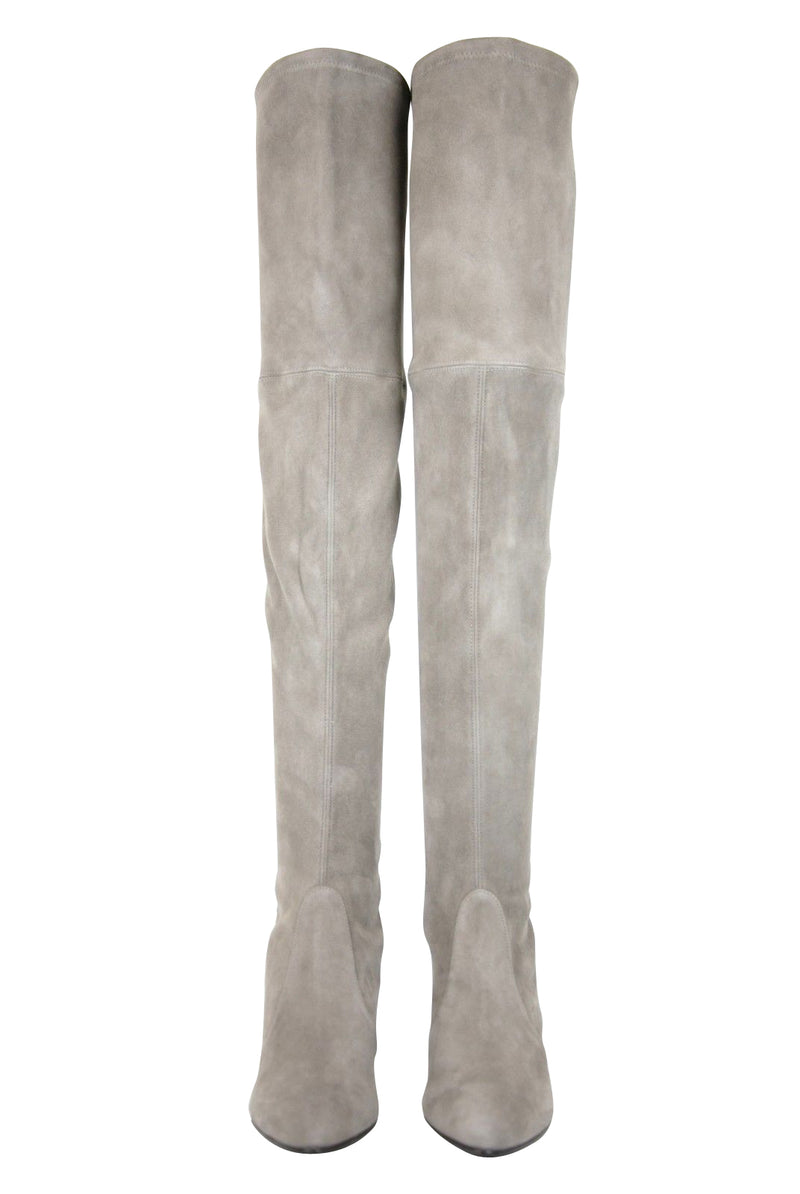 Stuart Weitzman Women's Solid Tiemodel Taupe Suede Over-The-Knee Boot