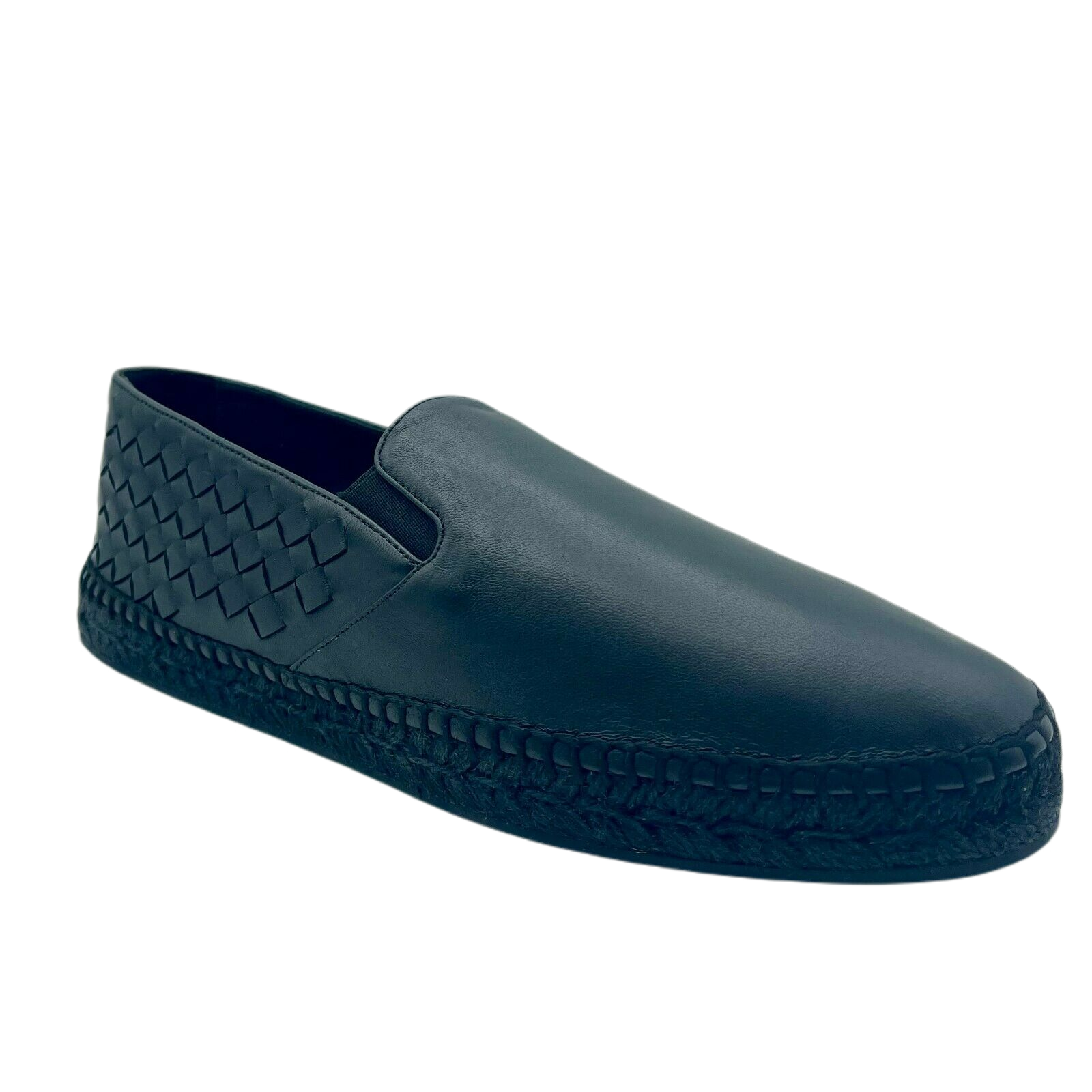 Bottega Veneta Men's Black Leather Woven Slip on Espadrilles 407387 1000 (41EU / 8US) - LUX LAIR