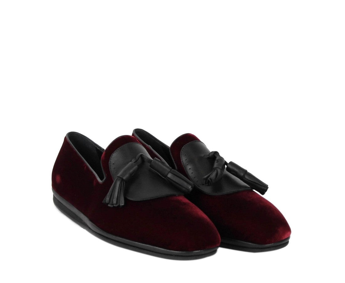 Salvatore Ferragamo Men's Dark Red Finnegan Velvet Tassel Loafer 656327