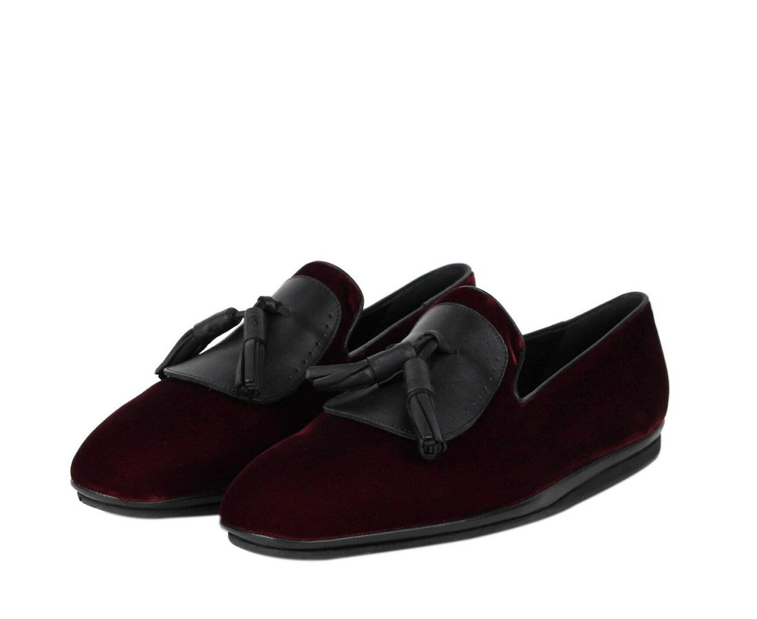 Salvatore Ferragamo Men's Dark Red Finnegan Velvet Tassel Loafer 656327