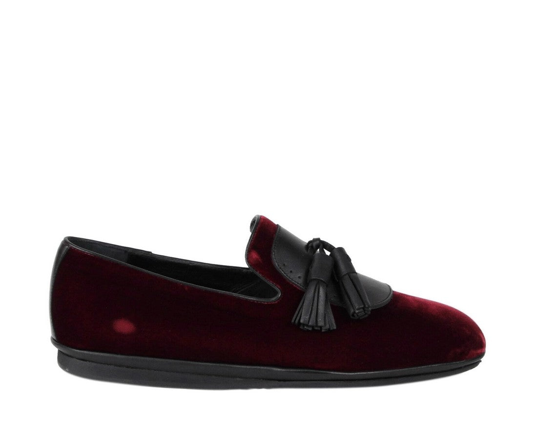 Salvatore Ferragamo Men's Dark Red Finnegan Velvet Tassel Loafer 656327