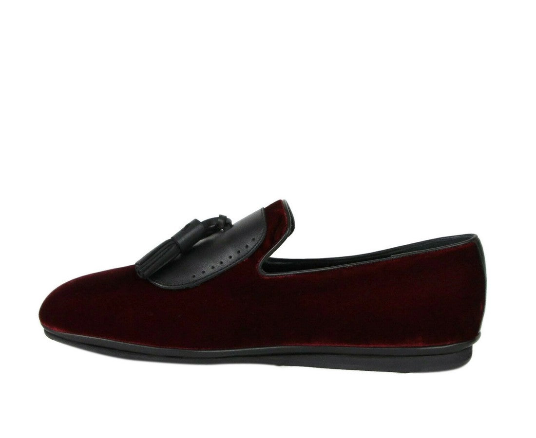 Salvatore Ferragamo Men's Dark Red Finnegan Velvet Tassel Loafer 656327