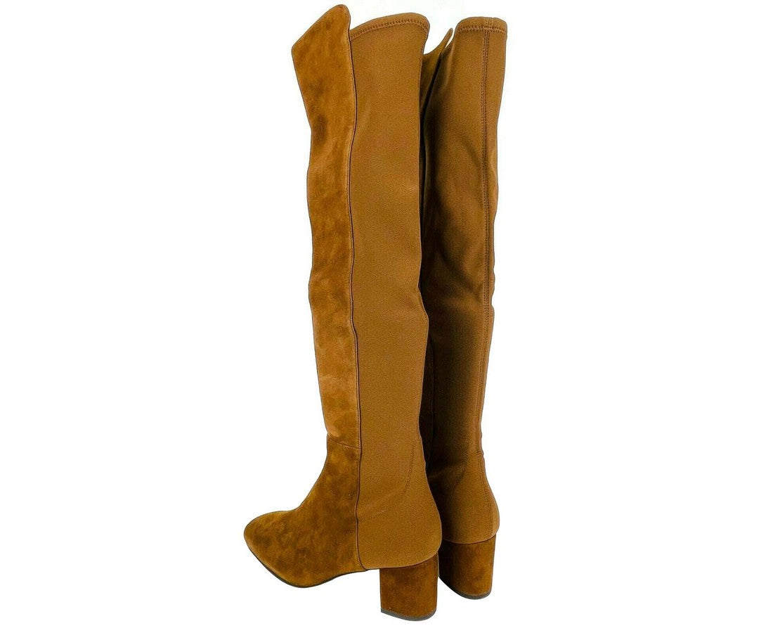 Stuart Weitzman Women's Coffee Brown Suede Heel Knee High Boots (36 EU / 5.5 B US) - LUX LAIR