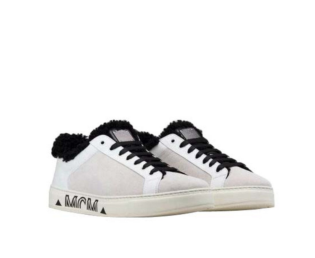 MCM Women's White Milano Suede Black Shearling Low Top Sneaker MES9ADA02WT (40 EU / 10 US)