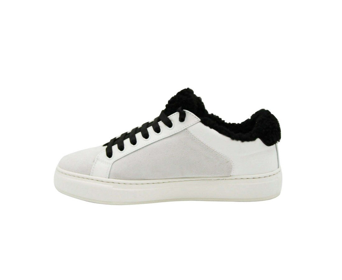 MCM Women's White Milano Suede Black Shearling Low Top Sneaker MES9ADA02WT (40 EU / 10 US)