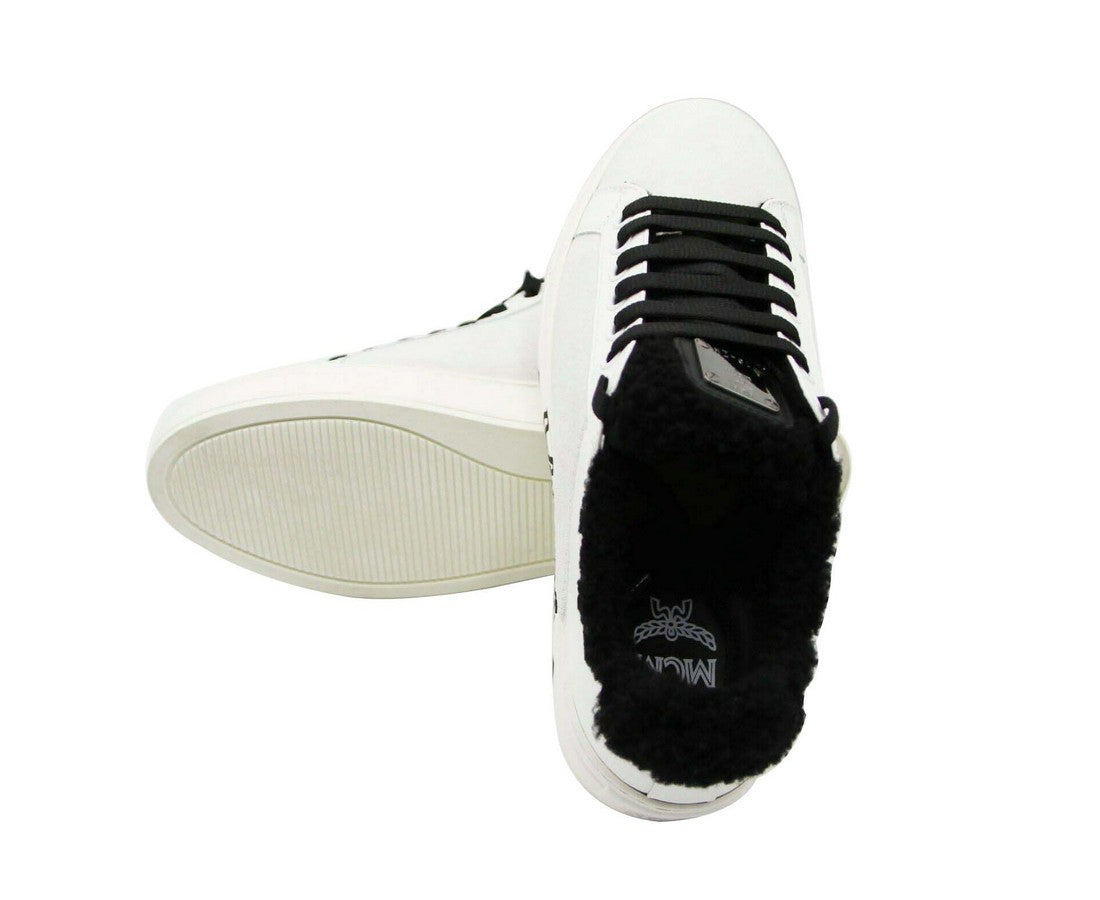 MCM Women's White Milano Suede Black Shearling Low Top Sneaker MES9ADA02WT (40 EU / 10 US)