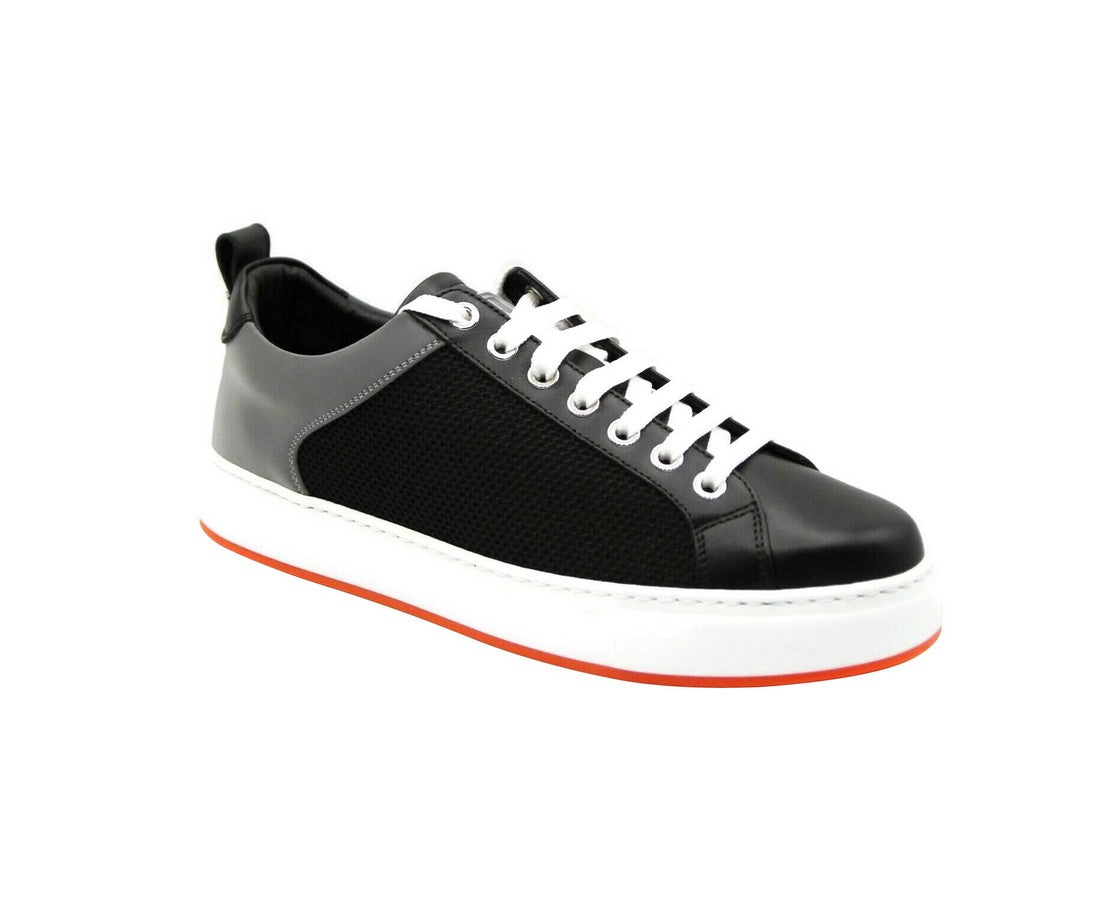 MCM Women's Black Leather Silver Reflective Canvas Sneaker MES9ARA71BK (37 EU / 7 US)