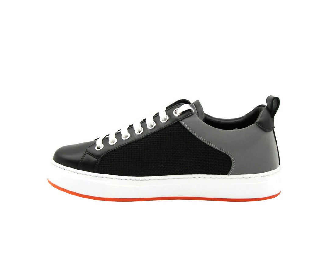 MCM Women's Black Leather Silver Reflective Canvas Sneaker MES9ARA71BK (37 EU / 7 US)