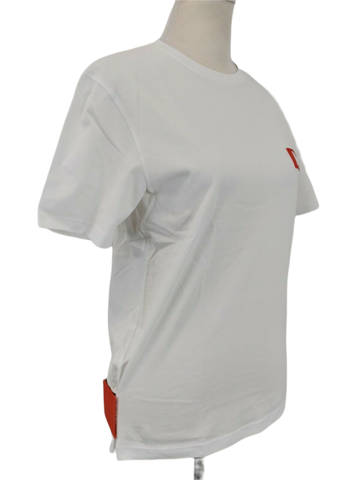 MCM Women's White Cotton T Shirt with Orange Rubber Logo MFT9ARA27WT (Regular; M)