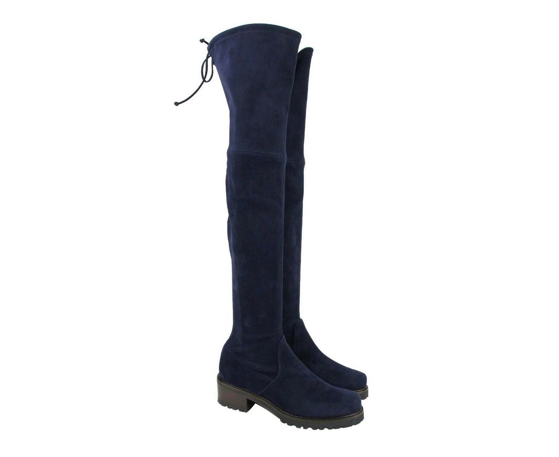 Stuart Weitzman Women's Vanland Dark Blue Suede Knee High Boots