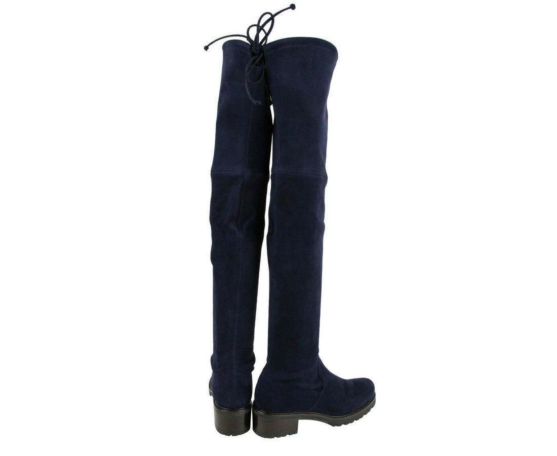 Stuart Weitzman Women's Vanland Dark Blue Suede Knee High Boots