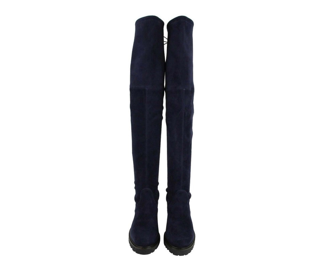 Stuart Weitzman Women's Vanland Dark Blue Suede Knee High Boots