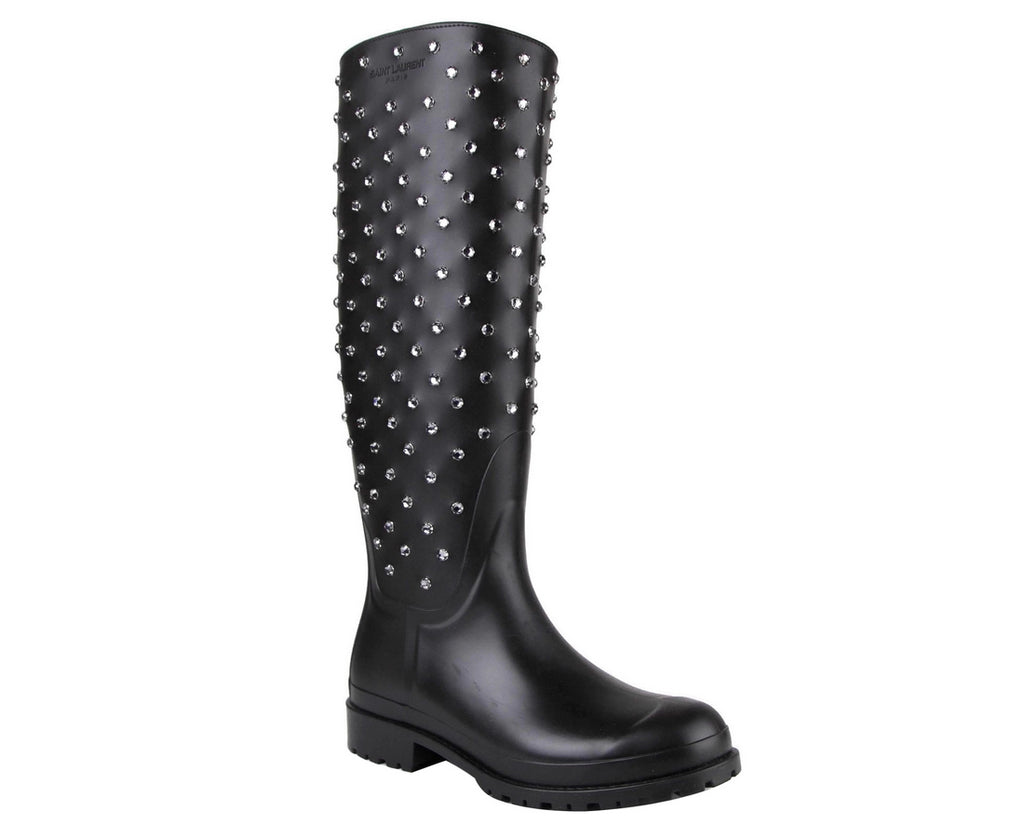 Black fashion rubber rain boots